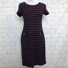 Talbots Dresses | Talbots Navy Maroon Striped Knit Dress Petite Size S | Color: Blue/Red | Size: S