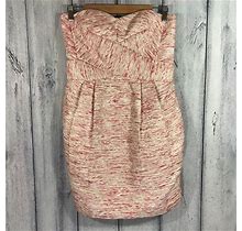 Fable Dress Size Medium Lined Strapless Pleated Pink Beige Gold 84.00