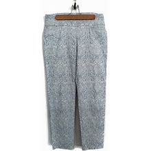 Attyre Pants & Jumpsuits | Attyre Womens Capri Pants Blue Gray Damask Flat 8 | Color: Blue/Gray/Red | Size: 8