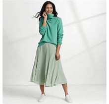 Women's Chiffon Elastic Waist Pleated Midi Skirt - Lands' End - Green - M
