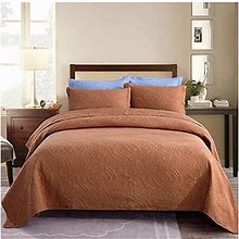 4Pcs Bedding Sets Hotel Sheet & Pillowcase Sets, Summer Quilted Quilt Bedspread Double 100% Cotton Solid Color Vase Embroidered Multifunction Coverle