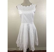 Vintage Lace Embroidered White A Line Dress Sz Medium