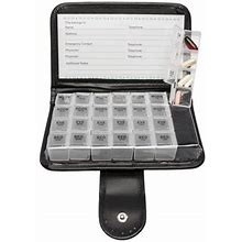 Rosarivae Daily Pill Box Organizer 28 Compartments Portable PU Tablet Case Pill Storage For Medications Supplements Vitamins