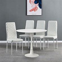5 Piece White Space Saving Dinette Set Home Dining Kitchen Seating