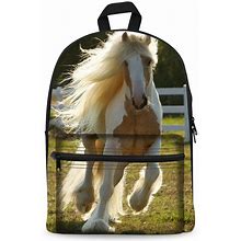 ANYFOCUS Bookbag School Backpack For Girls Horse Backpacks Elementary 3rd 4th 5th 6th Grade Kids Boys 15.3" Canvas Laptop Bag