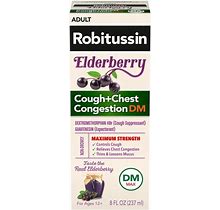 Robitussin Max Stregnth Cough Congestion DM And Cold Medicine, Elderberry, 8 Fl Oz