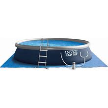 Intex Easy Set 15' X 42" Round Inflatable Outdoor Above Ground Swimming Pool Set With 1000 GPH Filter Pump, Ladder, Ground Cloth, And Pool Cover