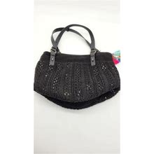 The Sak Collective Women's Hobo Handbag Black Mesh Purse Used