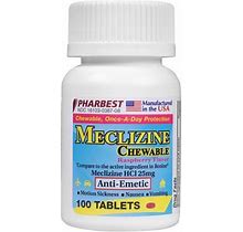 Meclizine HCL 25 Mg 100 Count Chewable Tablets