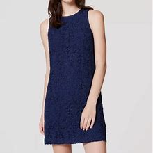 Loft Dresses | Loft Crochet Lined Shift Dress | Color: Blue | Size: 2