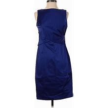 Talbots Casual Dress - Sheath Boatneck Sleeveless: Blue Dresses - Women's Size 4 Petite