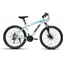 26 Inch Mountain Bike, Adult Men's Women's Bikes Carbon Steel 21 Speed Bicycle With Suspension MTB, Girls And Boys Mountain Bike Cycling Dual Disc