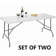 2PCS 6ft Portable Folding Table Indoor Outdoor For Picnic Camping Party W/Handle