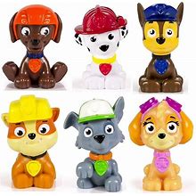 Kids Paw Patrol Mini Figures Set Of 6 - Rocky, Zuma, Skye, Rubble,