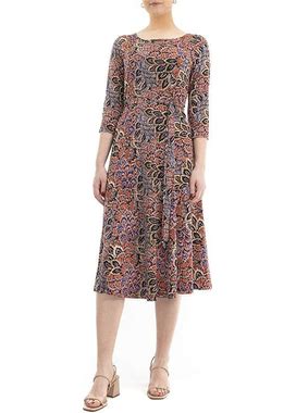 Women's Nina Leonard Print Midi Dress, Size: XL, Blue