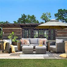 OVIOS 5-Piece Patio Furniture Wicker Outdoor High-Back Seating Set