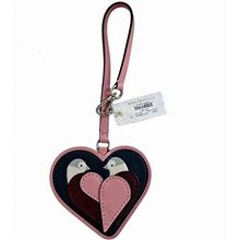 Kate Spade Love Bird Heart Key Bag Charm Leather Pink Brand