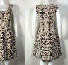 Vtg Alaia Snow Leopard Print Flare Dress Xs 38