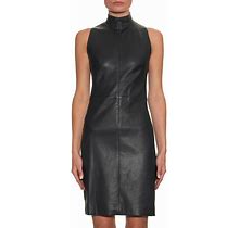 Women Genuine Soft Leather Dress Cocktail Overall Bodycon High Neck