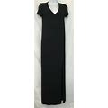 3 Dots Maxi Dress Short Sleeve V-Neck Front Slit Stretch Size Xs