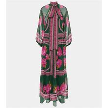 La Doublej, Athena Printed Silk Chiffon Maxi Dress, Women, Multicolor, S, Dresses