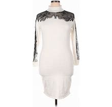 Venus Casual Dress - Sweater Dress Mock Long Sleeve: Ivory Dresses - Women's Size X-Large