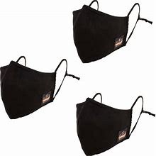 Ergodyne 8800 Two Layer Contoured Face Cover Mask, Large/XL, 3-Pack, Black