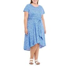 Robbie Bee Women's Plus Size Cap Sleeve Abstract Print Dress, 3X