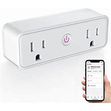 Smart Plug - 15A Wifi Bluetooth Smart Outlet Compatible With Alexa And Google Assistant, Dual Sockets Plugs With Voice Control, Schedule & Timer Func