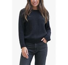Paneros Clothing Women's Cotton Sloane Crewneck Pullover Sweater - Black