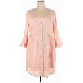 Torrid Casual Dress - Mini V Neck 3/4 Sleeves: Pink Solid Dresses - New - Women's Size 2X Plus