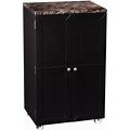 Metro Black Wood And Marble Bar Cabinet, Wine & Liquor Cabinets, By Homeroots