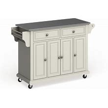 Crosley White Finish Stainless Steel Top Kitchen Cart And Island - 18"D X 51.5"W X 36"H