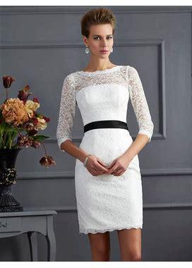 Short Sheath Scoop Lace White Homecoming Dresses 2022