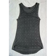Gray Studded Mini Tank Dress Size Small S 30 Inches Jersey High Low