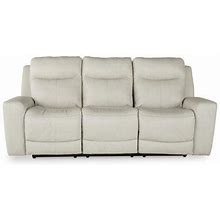 Signature Design By Ashley 89" Square Arm Reclining Sofa Leather Match/Polyester In White | 43 H X 89 W X 42 D In | Wayfair U5950515