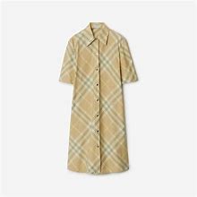 Burberry Check Cotton Shirt Dress - Metallic - Casual Dresses Size 14