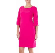 Women's Nina Leonard Tiered Sleeve Sheath Dress, Size: Medium, Brt Pink