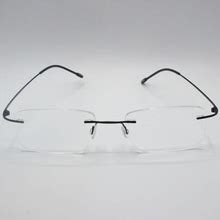 Ottoto Rectangular Rimless Flexible Metal Eyeglass Frames Black
