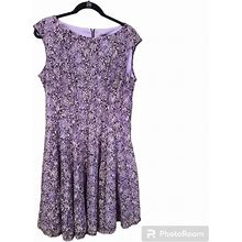 Danny & Nicole Dresses | Size 14 Floral Lace Lavender Fit & Flare Midi Dess Wedding Danny&Nichole | Color: Black/Purple | Size: 14