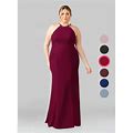 Azazie Plus Size Trumpet/Mermaid Halter Sweep Train Stretch Crepe Mother Of The Bride Dresses, Burgundy , Size A16-Azazie Tyra
