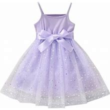 Girls Dresses Kids Tutu Dress Sleeveless Bowknot Star Glitter Tulle Dresses Party Prom Ball Gown Princess Dress Baby Dress Purple 3 Years-4 Years