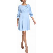 Calvin Klein Women's 3/4-Sleeve Ruched A-Line Dress - Serene - Size 6