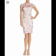 Tadashi Shoji Dresses | Tadashi Shoji Petites Cap-Sleeve Lace Dress Sz 4P | Color: Pink | Size: 4P