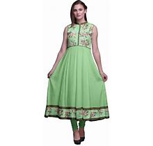 Bimba Mint Green Floral Anarkali Dress For Women Indian Ethnic Printed Kurti Long Kurta Party Dress Small