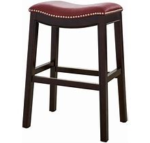 New Ridge Home Goods Julian 25" Faux Leather Counter Height Barstool In Red, Bar Stools