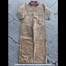 Vintage Carhartt Size 48 Coveralls Mens X01 BRN Red Lined Duck Canvas Union Usa
