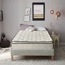 Greaton Medium Plush Pillowtop Innerspring Fully Assembled Mattress, Good For The Back, 75" X 44", White With Black Tape