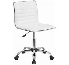 Flash Furniture DS-512B-WH-GG Mid-Back Designer Ribbed White Leather Office Chair / Task Chair