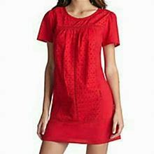 Vintage Dresses | Cotton Red Dress Eyelet Pintuck Embroidered | Color: Red | Size: L